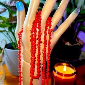 14K Gold Open End Coral Necklace